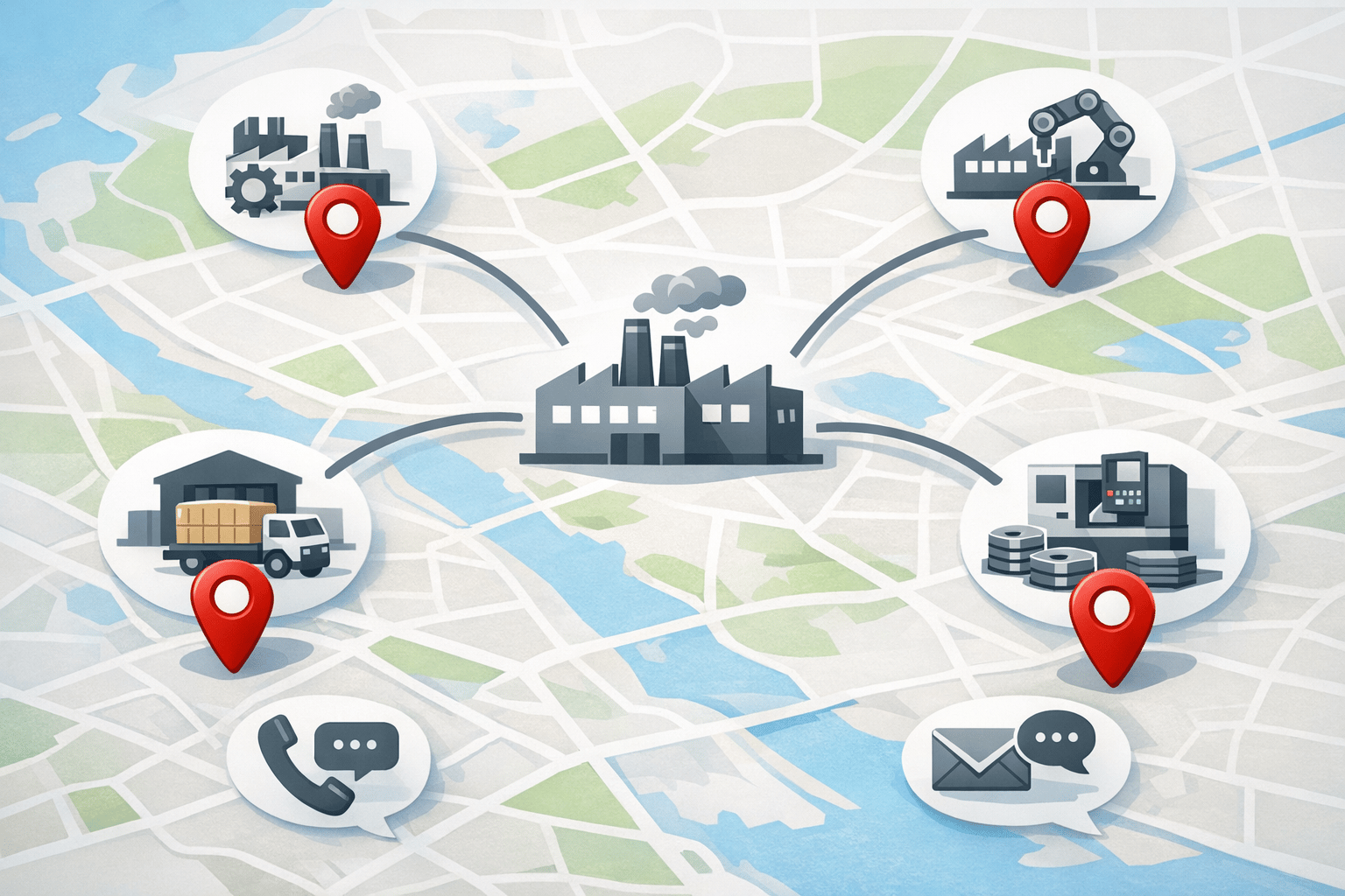 AI Map Visualization with Location Markers and Contact Options