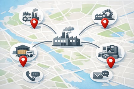 AI Map Visualization with Location Markers and Contact Options