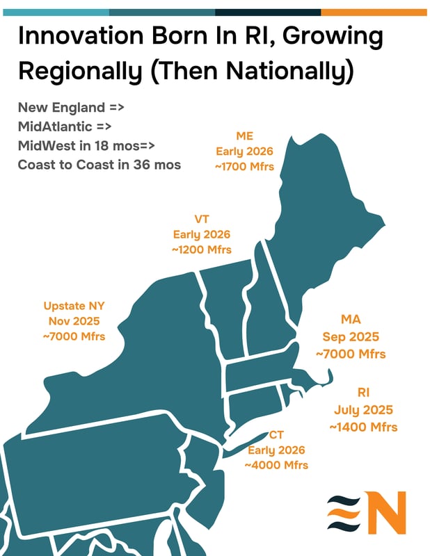 Map - Nterprisers Regional rollout, New England
