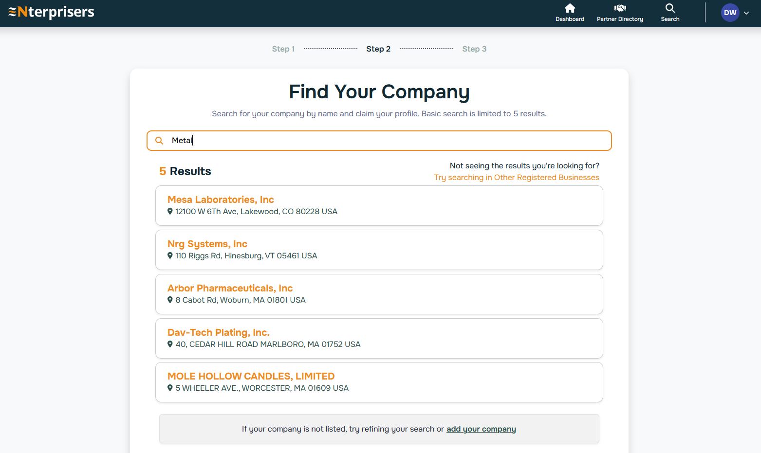 Manufacturing Owner Registration Step 2